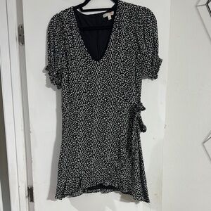 Gianni Bini Black and White Wrap Ruffled Blouse